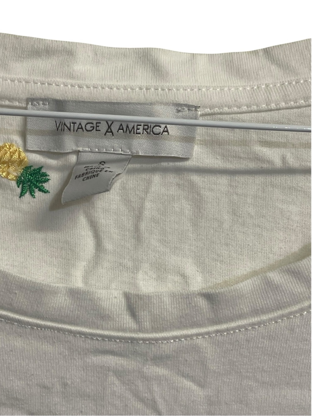 Vintage America Embroidered Lemon White and Yellow Relaxed Short Sleeve Tee - Picture 6 of 6